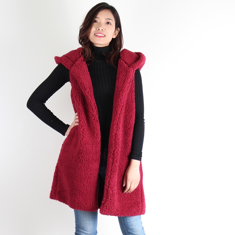 NWT, Burgundy Sherpa Hoodie Fly Away